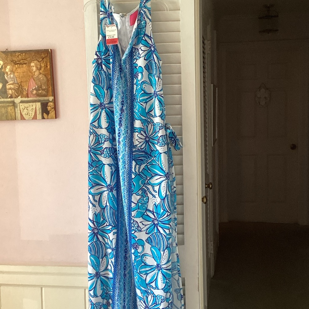 Lilly Pulitzer Blue and White Floral women’s One-Piece maxi romper